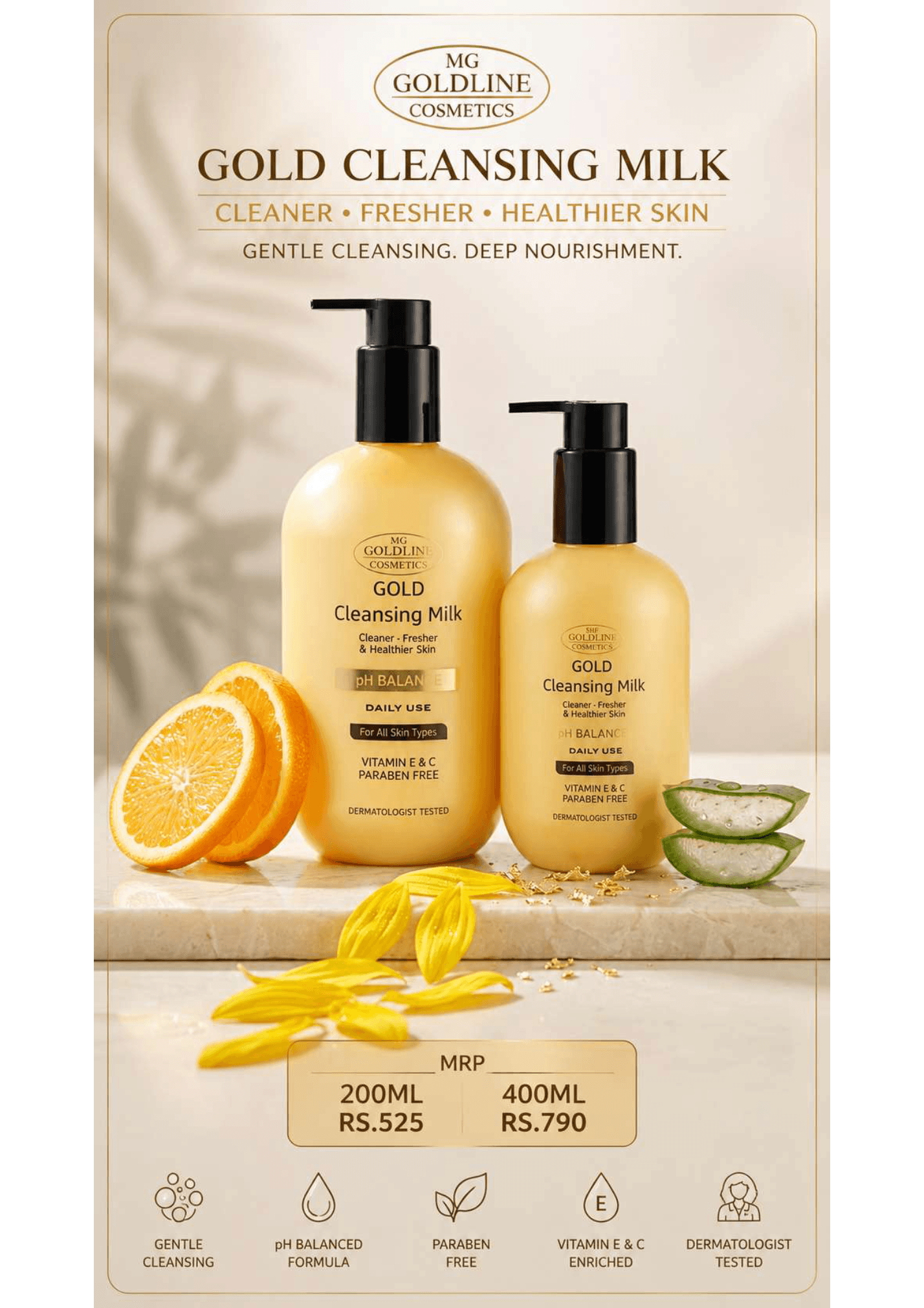 Gold Cleansing Milk cleanser product sheet